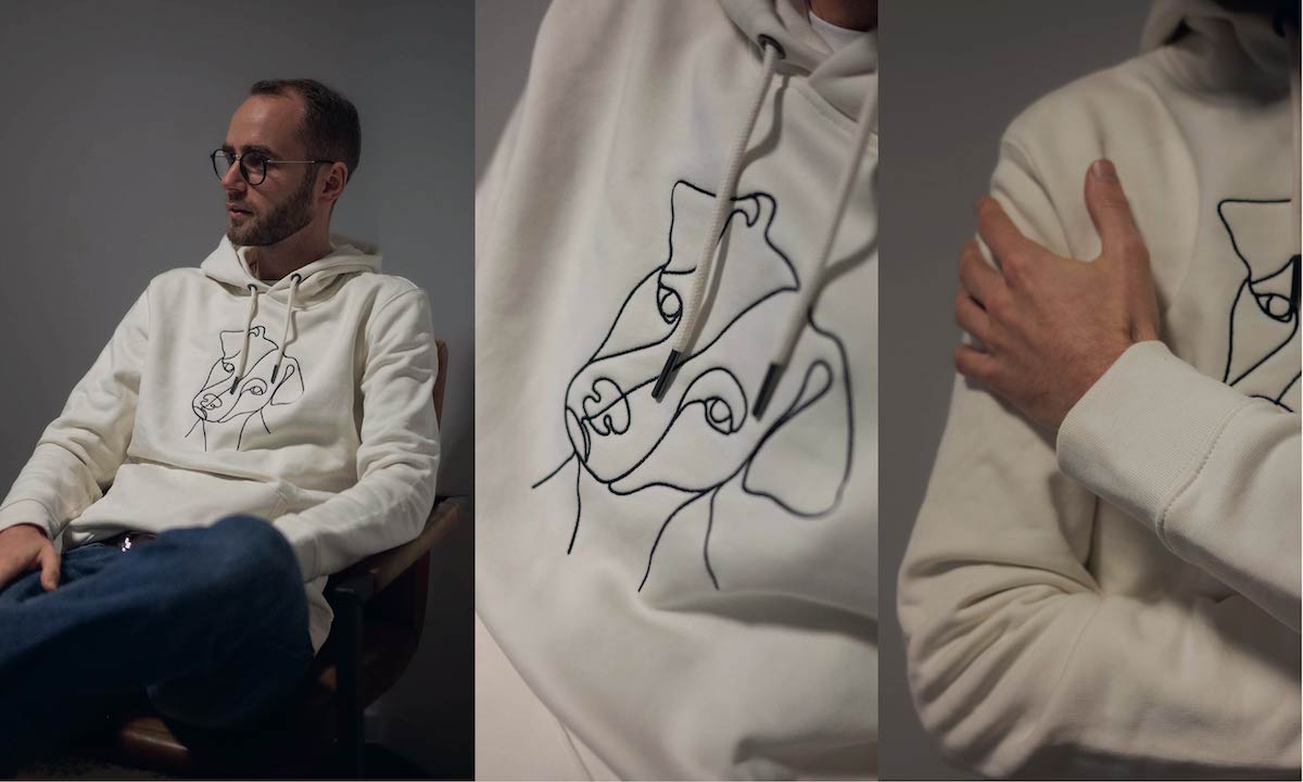 Haftowana bluza z psem, zbliżenie haftu