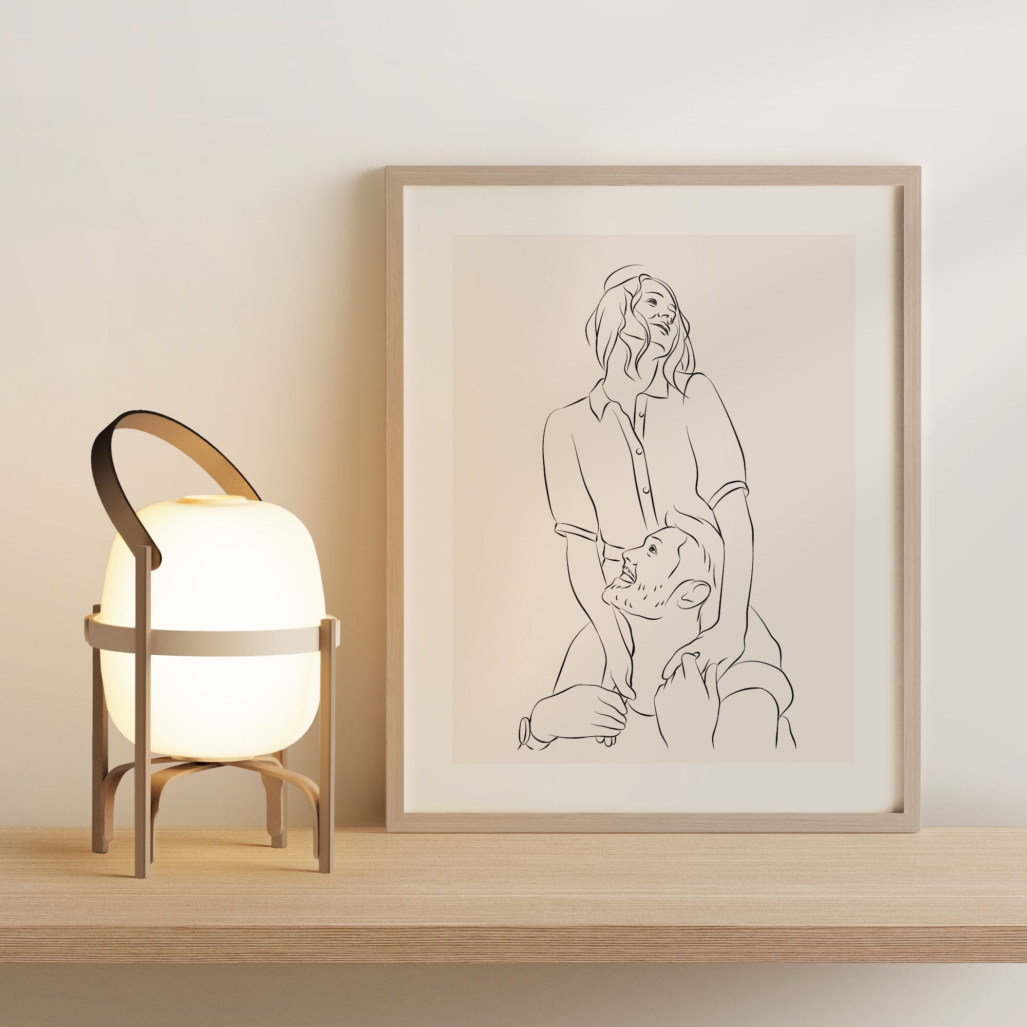 Ilustracja Line Art młodej zakochanej pary