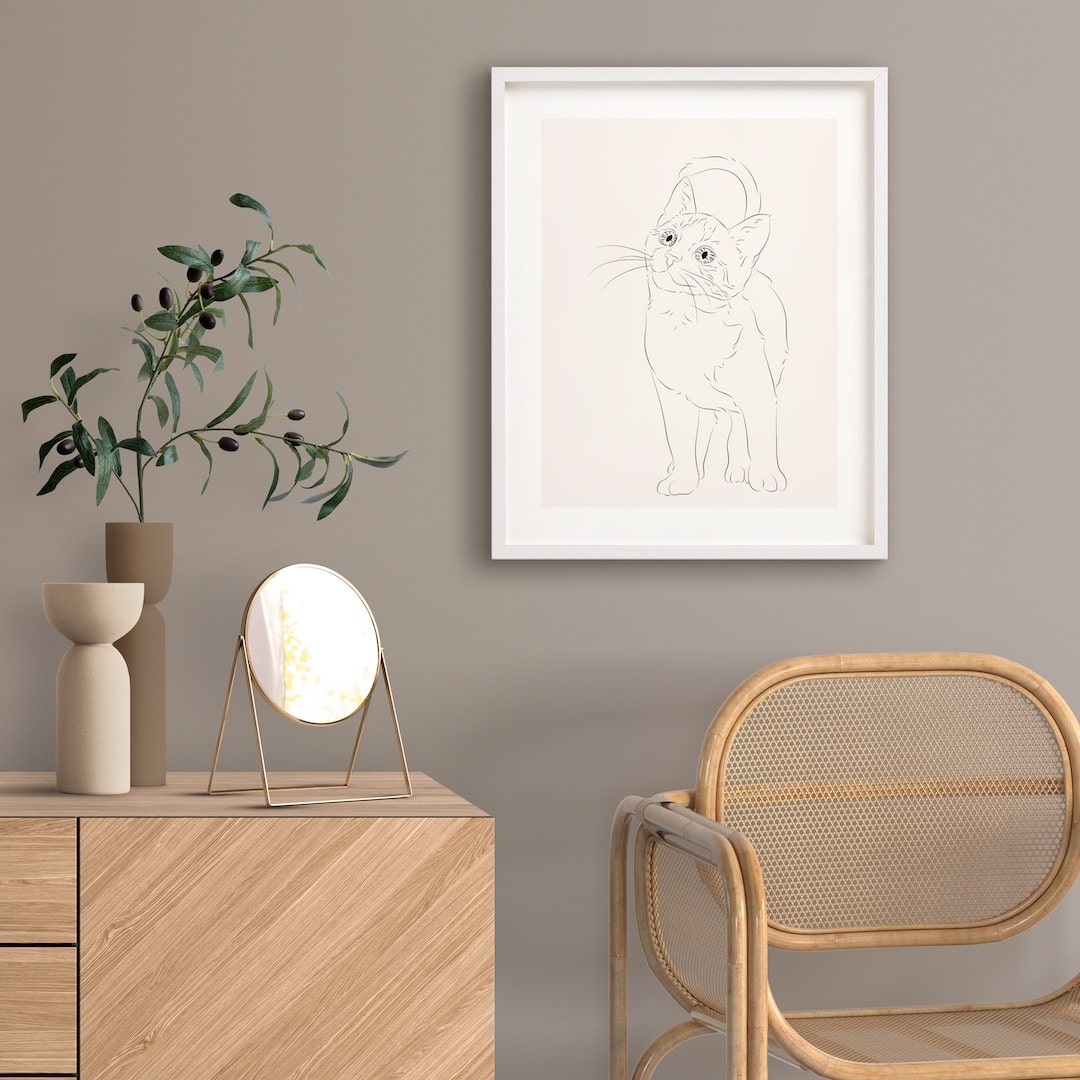 Rysunek młodego kota w stylu Line Art