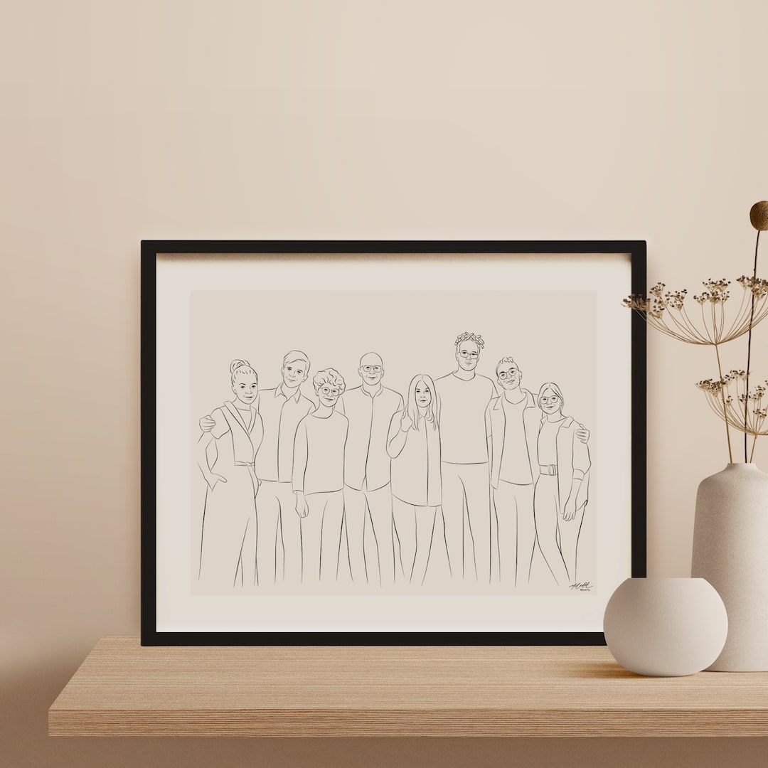 Portret Line Art zespołu 8 pracowników